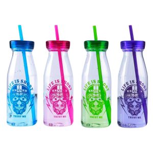 Milk Bottle Shaped Tumbler with Straw (500ml)