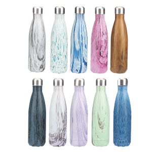 Wood Grain Stainless Steel Water Bottle (500ml)