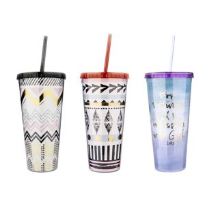 Stylish Single Wall Tumbler with Straw (600ml)