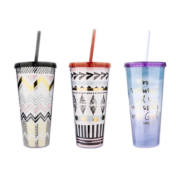 Stylish Single Wall Tumbler with Straw (600ml)