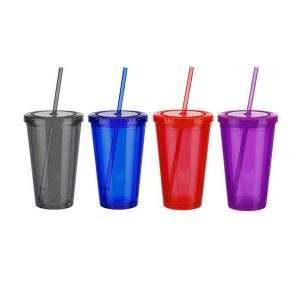 Double Wall Tumbler Cup with Straw (450ml)