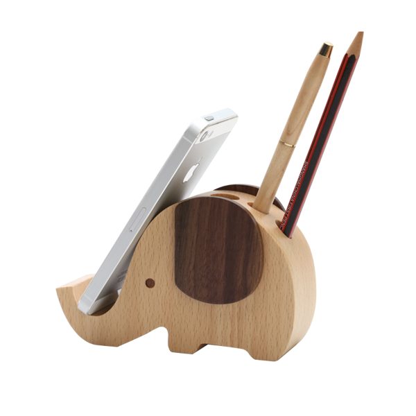 Wooden Elephant Hp Stand cum Pen Holder