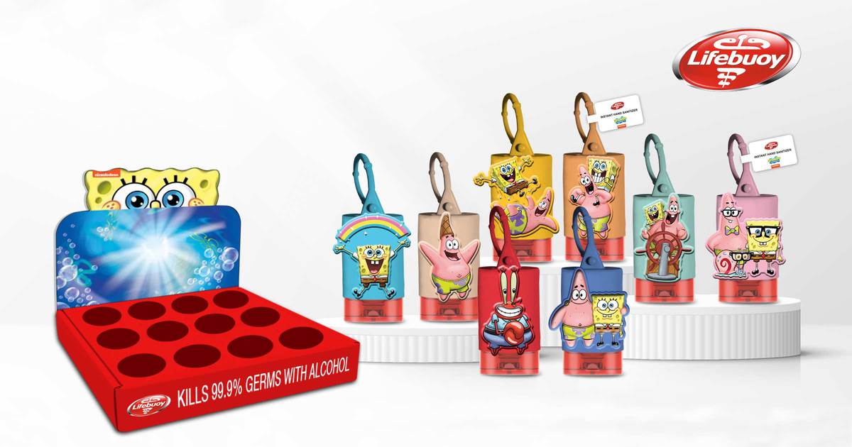 Lifebuoy SpongeBob Sanitiser Sleeves and POS Display - DTC World