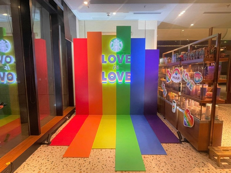 Starbucks Pride Month Photo Booth backdrop