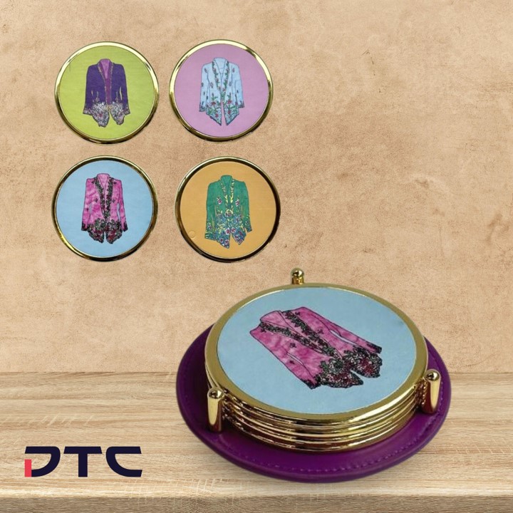 premium coaster set with holder - nonya kebaya design