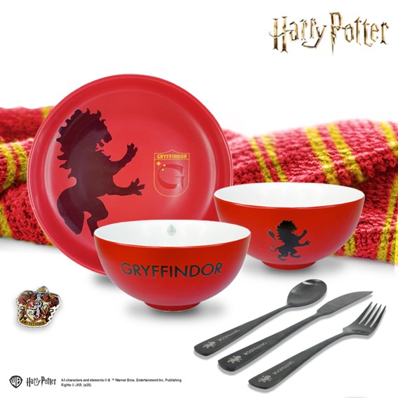 Harry Potter Gryffindor Plate Bowl Utensils Set