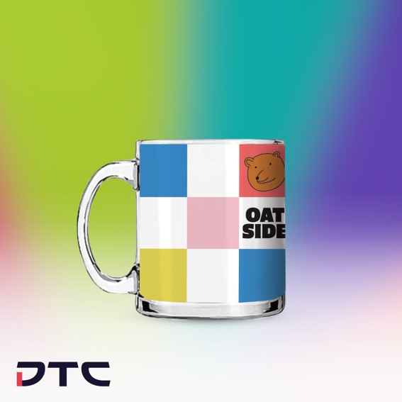 Oatside glass mug - customised promotional event merchandise