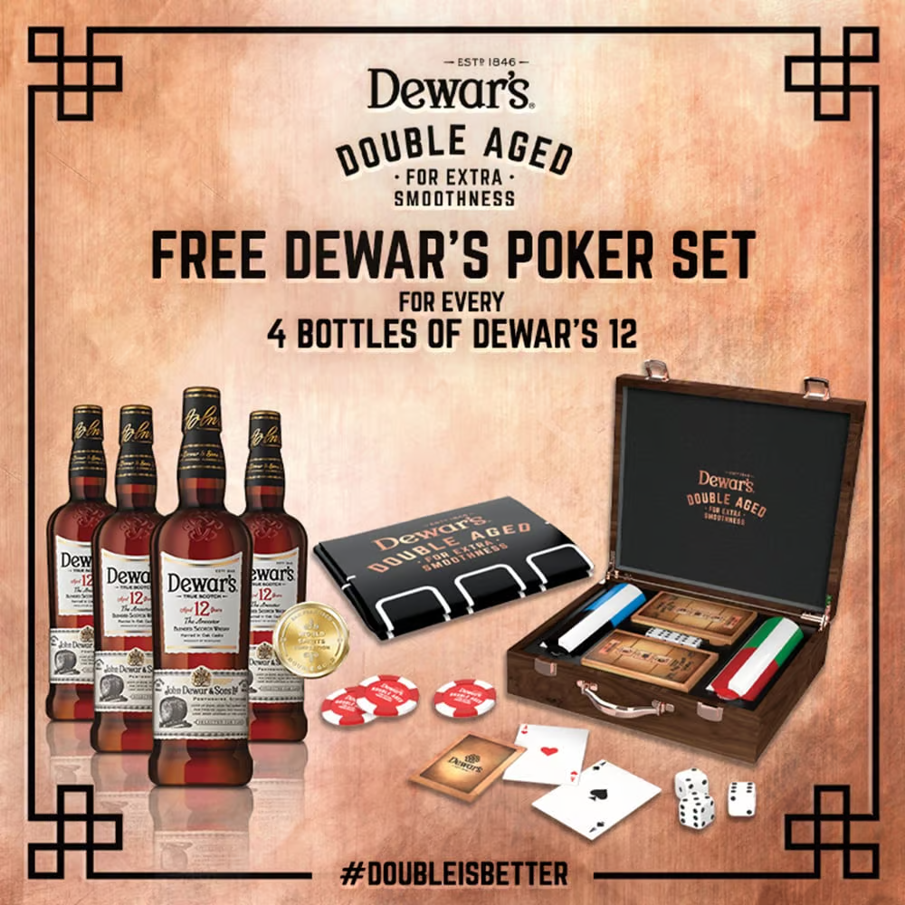 4 bottles of Dewar’s