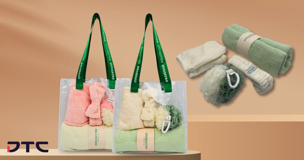 Innisfree bath gift set promotional gift; Innisfree towel, Innisfree Bath scrub, Innisfree hair towel