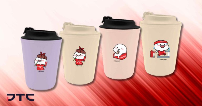 4 Quby x Colgate coffee mugs with 3 colours and 3 design