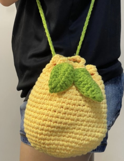 Breeze knitted crochet mandarin orange bag - yellow design