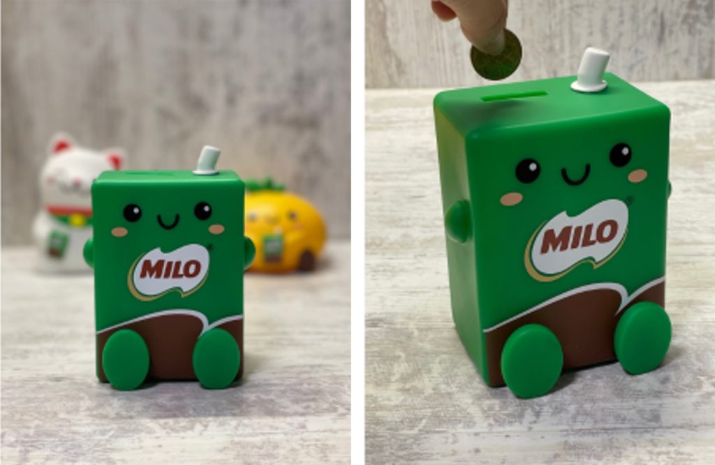 Milo packet drink coin bank