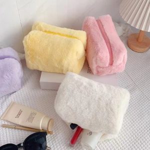 Plush Cosmetic Pouch; Fluffy Cosmetic Pouch, Ladies Cosmetic Pouch