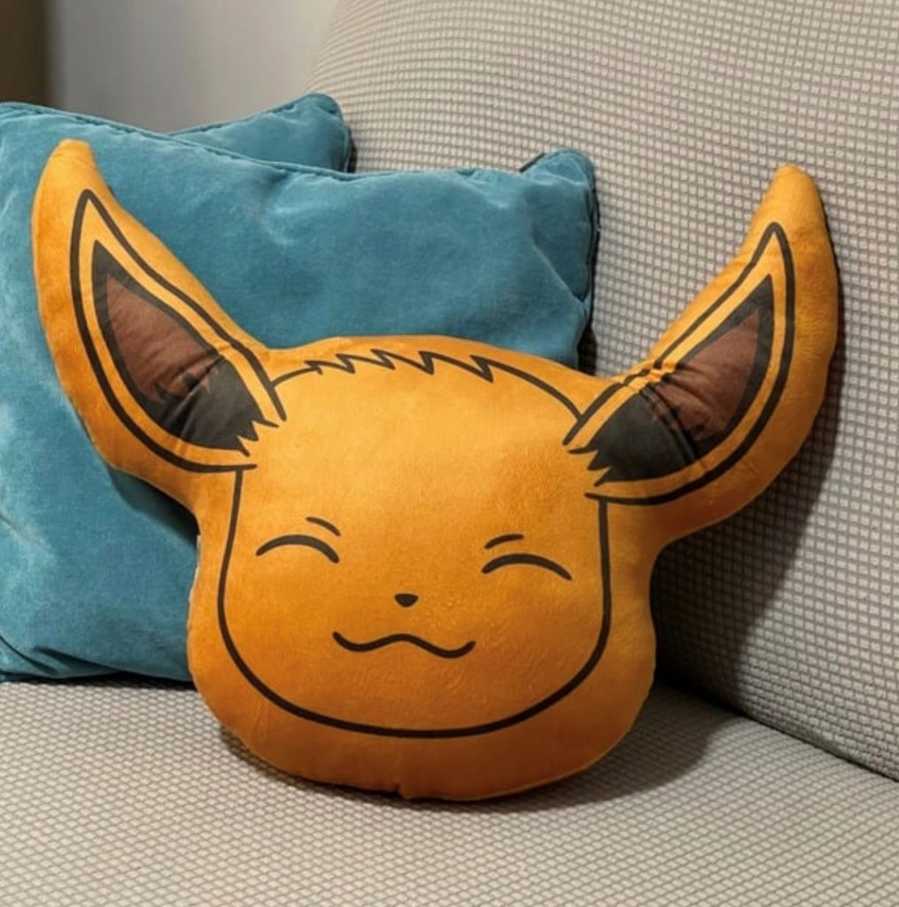 Eevee cushion on sofa