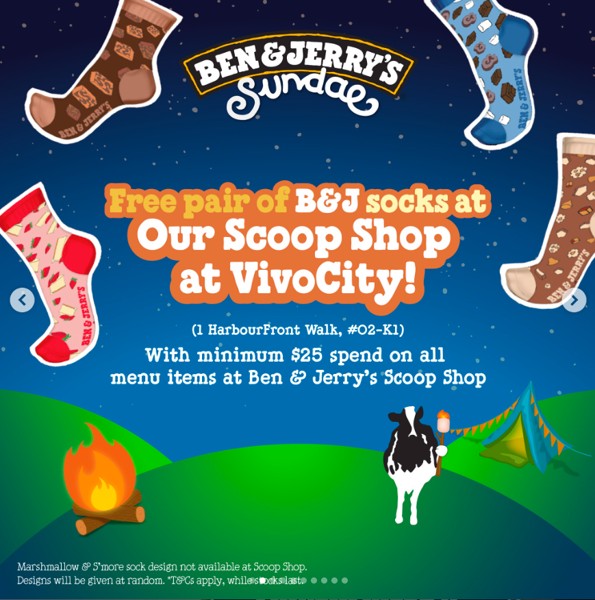 Ben & Jerry's socks -gwp Scoop Shop VivoCity