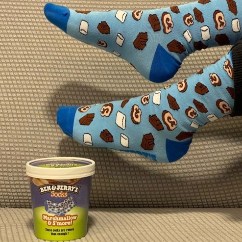 Ben & Jerry's customised socks gift with purchase - mashmallow s'more