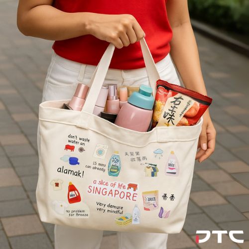 Unilever SG60 Customised Canvas Tote Bags, promotional gift featuring Singlish phrases & cultural icons in Singapore
