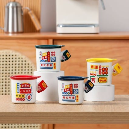 CNY mahjong fortune ceramic mug