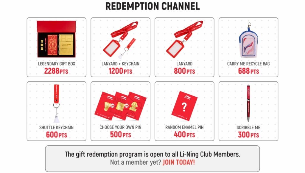 Li-Ning Malaysia Redemption