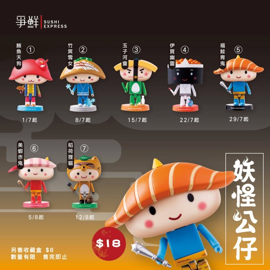 Sushi Express in-house characters in Hong Kong