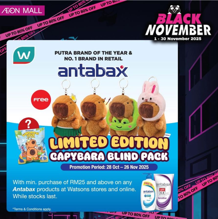 Antabax capybara blind bag plush gift with purchase campaign at Watsons