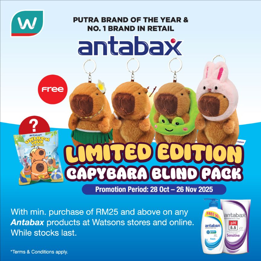 Antabax capybara blind bag plush gift with purchase campaign at Watsons
