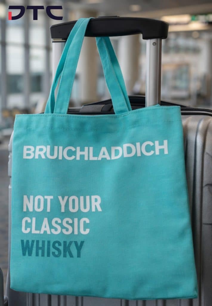 Bruichladdich RPET tote bag created for global travel retail gifts