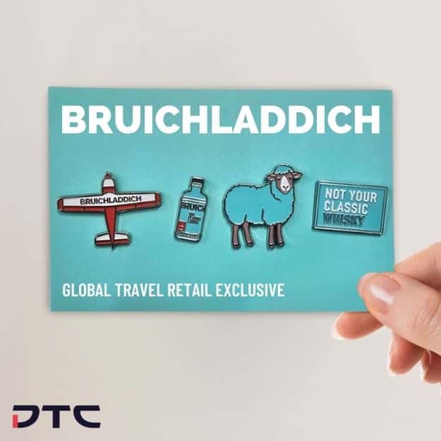 Bruichladdich custom pins travel retail merchandise