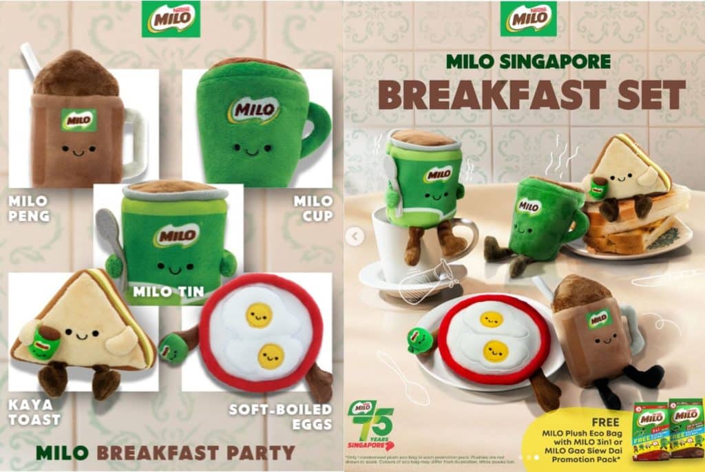Milo breakfast set plushies