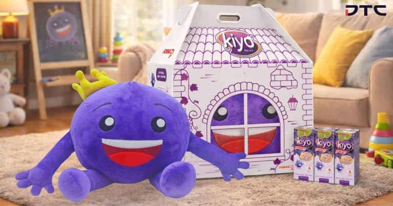 Pokka Kiyo PR kit with custom plush and house-shaped packaging