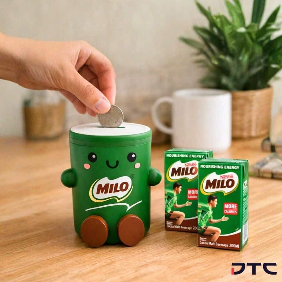 Stylo MILO can coin bank developed as festive retail premium for CNY 2026