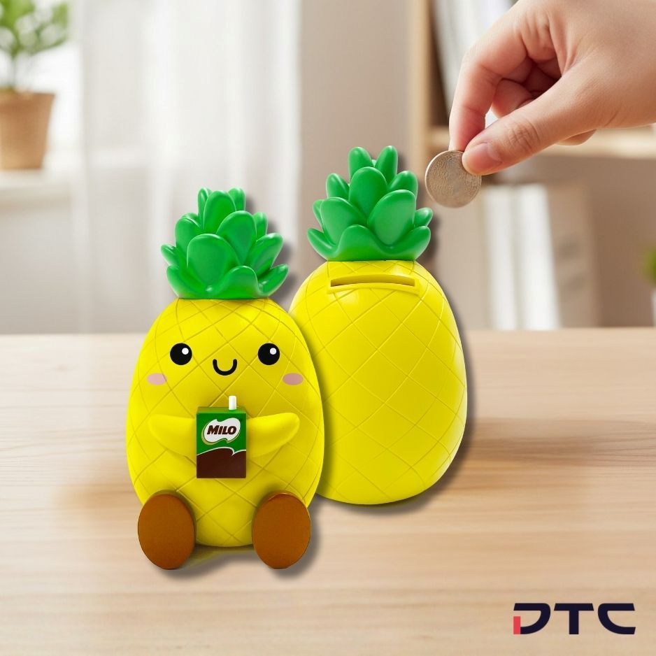 Festive pineapple-themed Milo coin bank created for CNY gift with purchase campaign