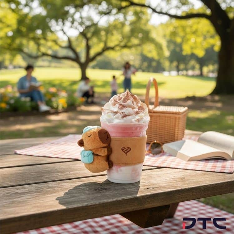 Kenangan Coffee Capybara cup sleeve used with Kenangan coffee