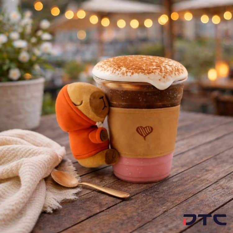 Kenangan Coffee drink served with Capybara cup sleeve