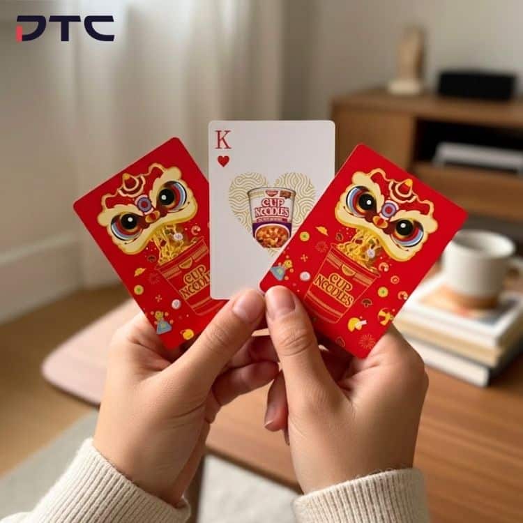 Festive Cup Noodles poker cards designed for Chinese New Year 2026 retail promotions