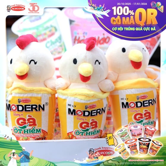 Acecook Mi Ly Modern Instant Cup Noodles custom plush toys displayed at trade channel promotion