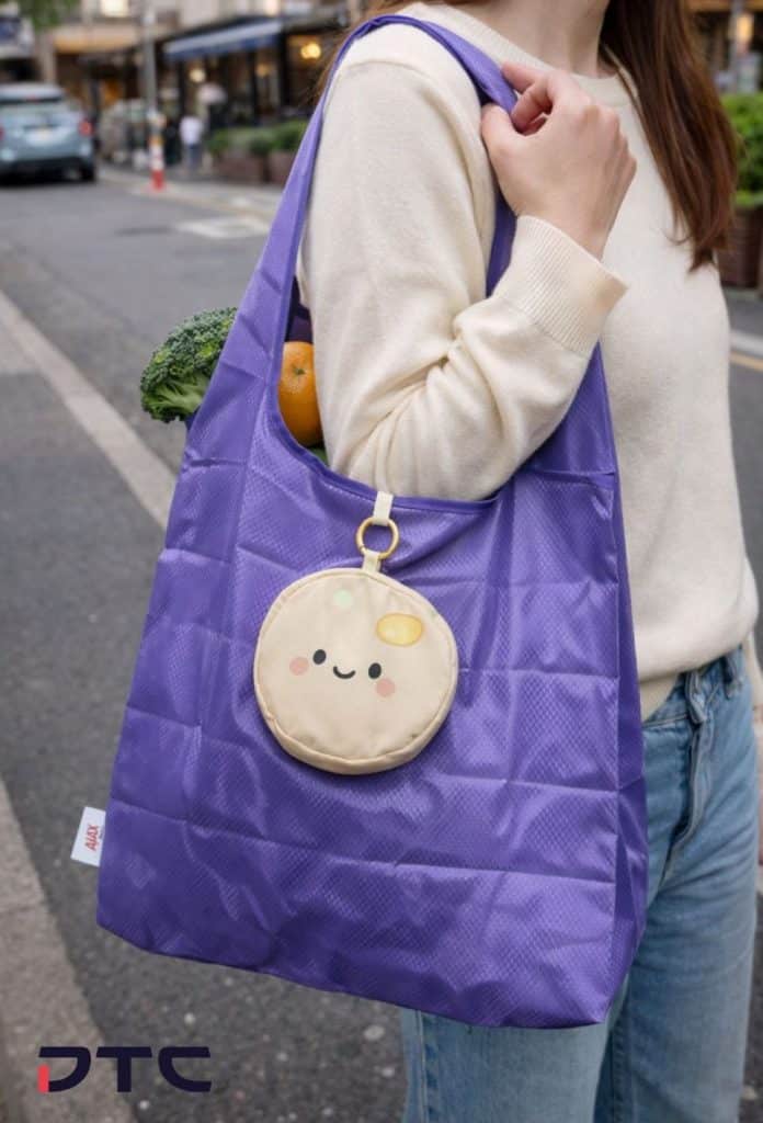 Reusable foldable campaign bag shown in lifestyle use for Colgate-Palmolive Chinese New Year promotion