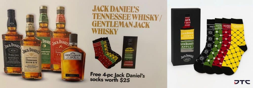 Jack Daniel’s gift with purchase socks promotion at Singapore retail off-trade channel