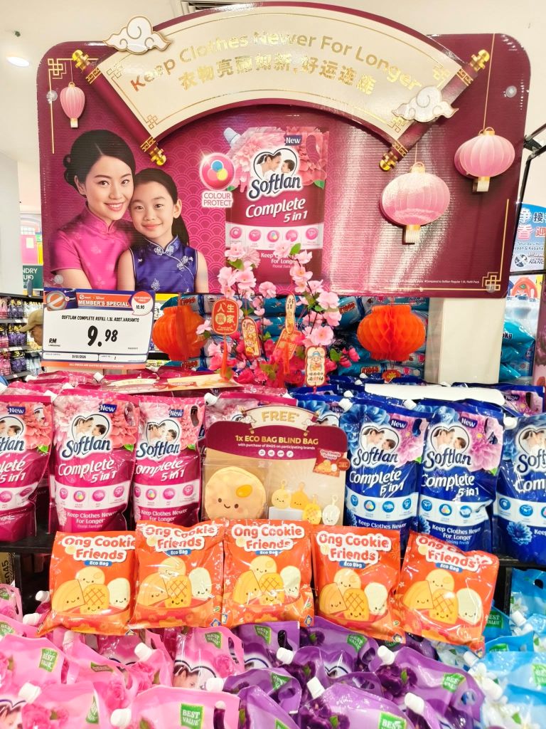 Ong Cookie Friends campaign merchandise display at supermarket for Colgate-Palmolive CNY promotion in Malaysia