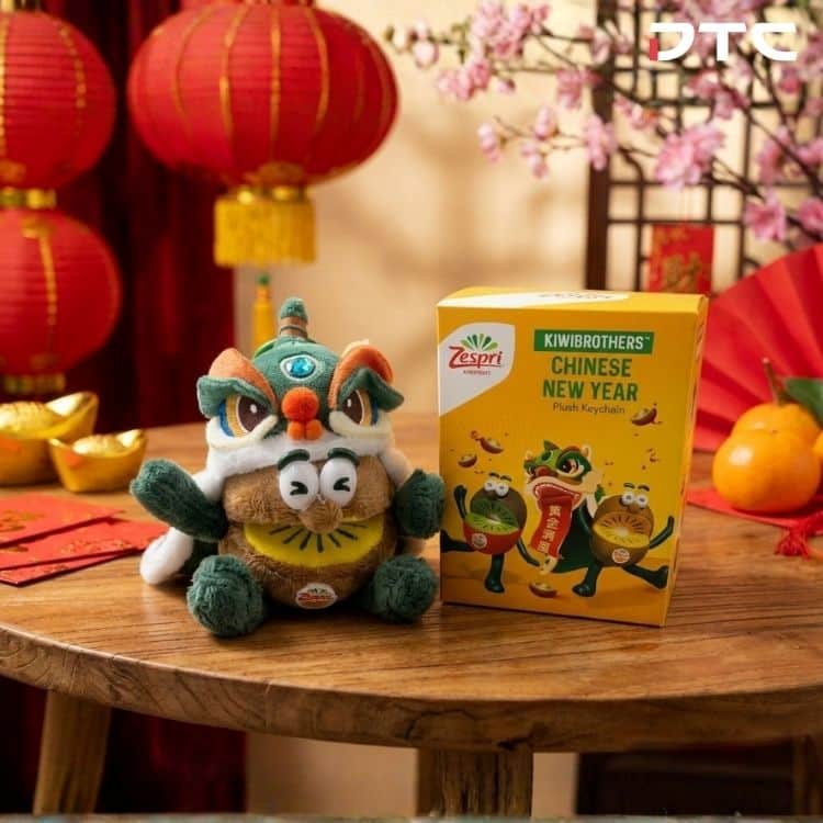 Zespri Kiwi Brothers Lunar New Year plush keychain collectible design lifestyle display - Lion Dance