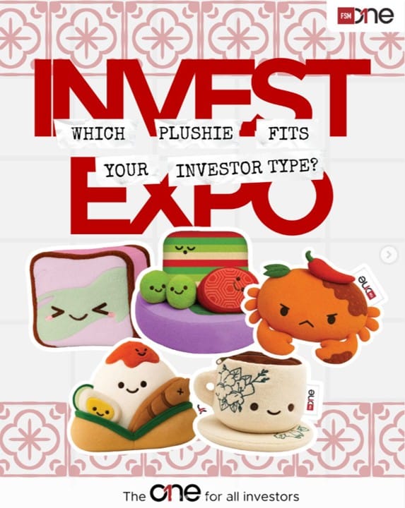 FSMOne event activation featuring custom plush character visuals at Invest Expo 2026