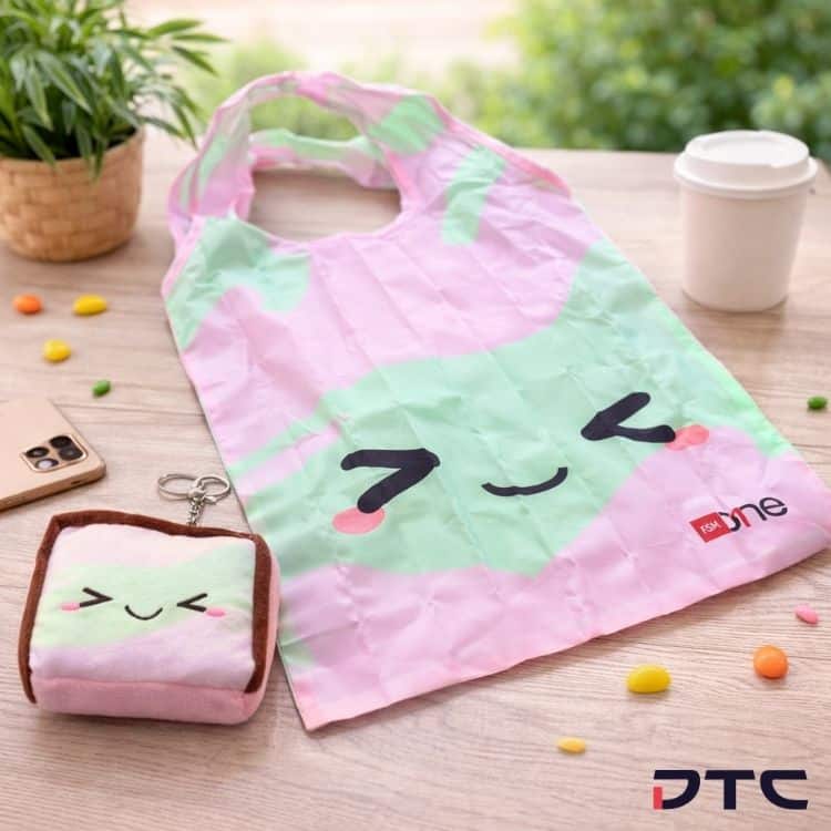 FSMOne custom tote bag with plush character event merchandise Singapore
