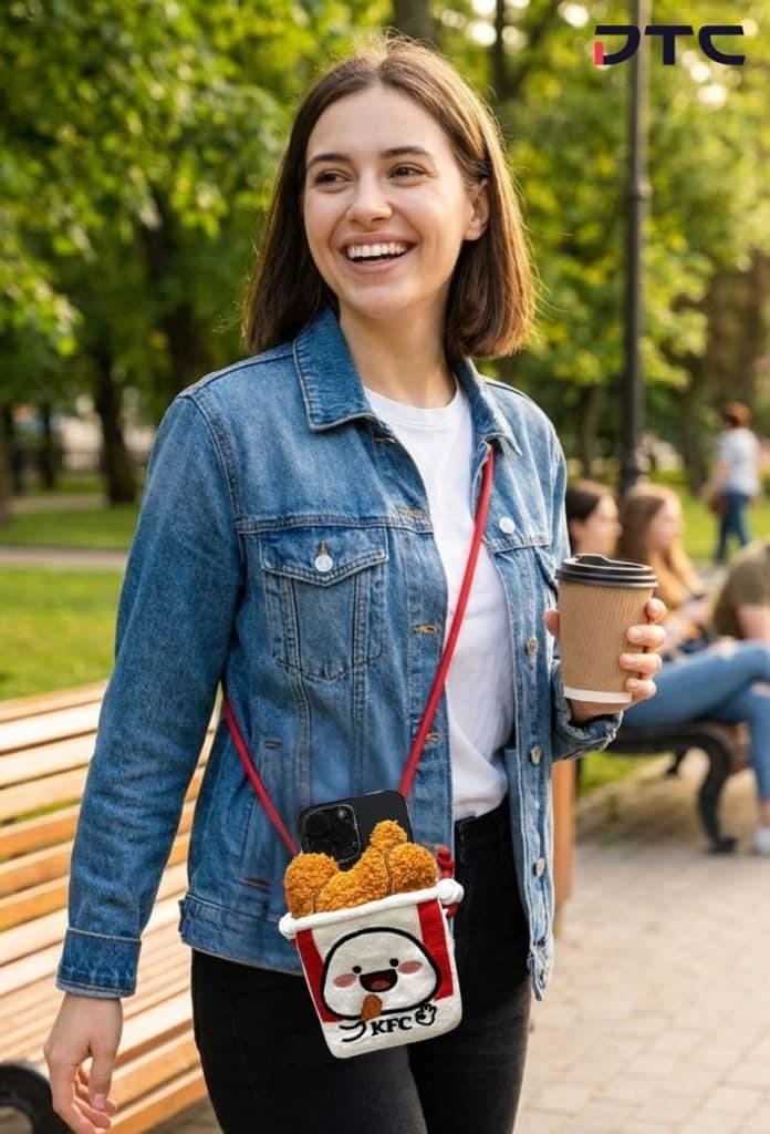 Quby character phone pouch lifestyle product image from KFC promotional campaign