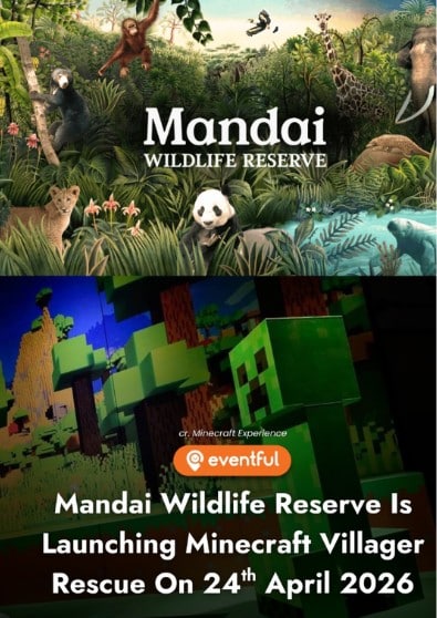 Minecraft Experience at Mandai Wildlife Reserve combining physical attraction with digital gaming elements