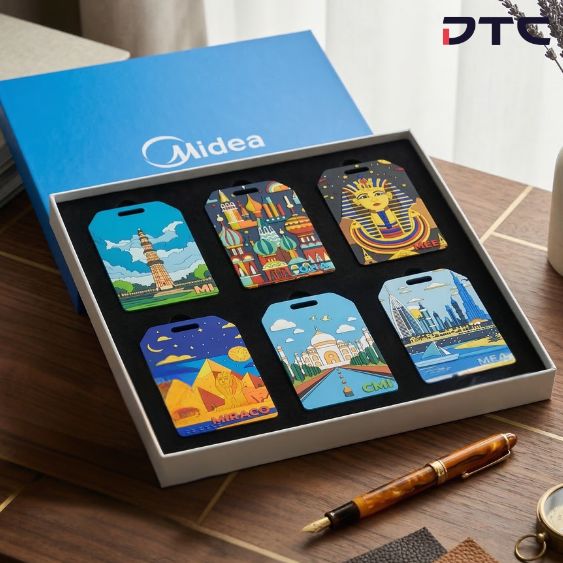 Midea regional landmark luggage tag gift set featuring six designs