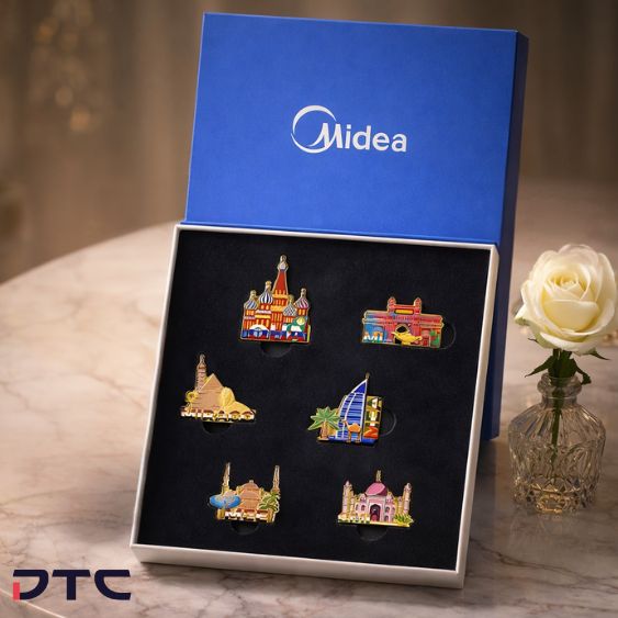 Midea enamel pin gift set inspired by MIRACO regional landmarks