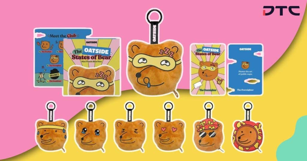 Custom mini pouch blind box merchandise produced for OATSIDE’s regional gift with purchase campaign