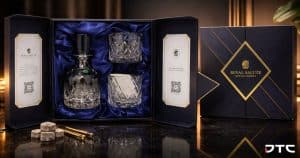 Royal Salute decanter gift set premium branding merchandise with custom gift box and glassware