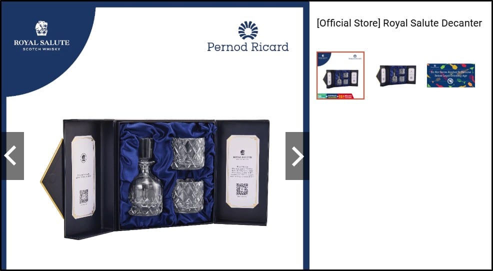 Royal Salute decanter gift set promotional image for premium gift with purchase campaign on Shopee