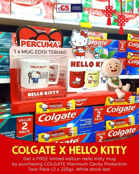 Colgate Hello Kitty mug gift with purchase campaign promotion in Malaysia